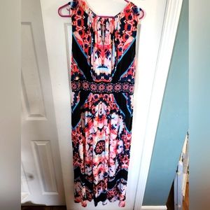 London Times Pink Floral Summer Maxi Dress